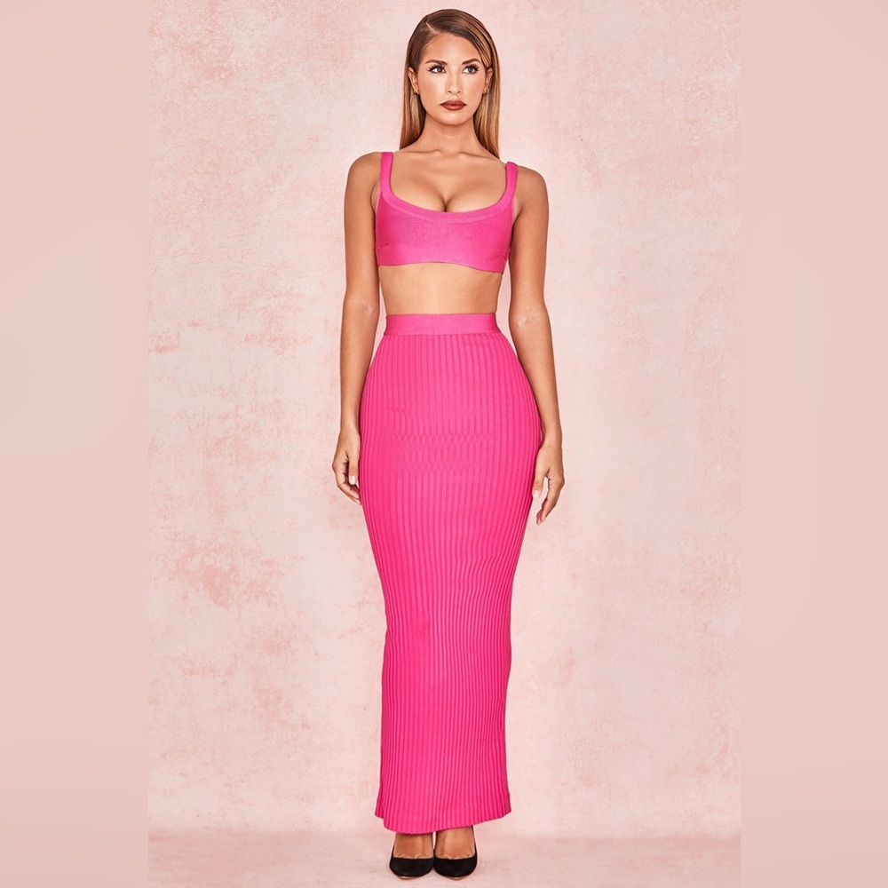 House of CB Eve Pink Maxi Skirt